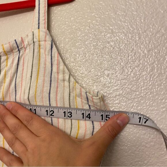 Old Navy linen Tie-Front striped Utility Romper jumpsuit shorts beach L 10/12 - Picture 4 of 13